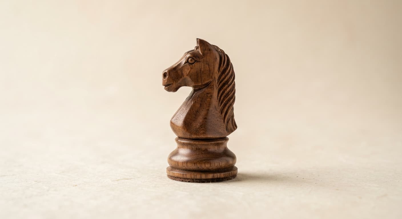 Illustrative wooden chess knight